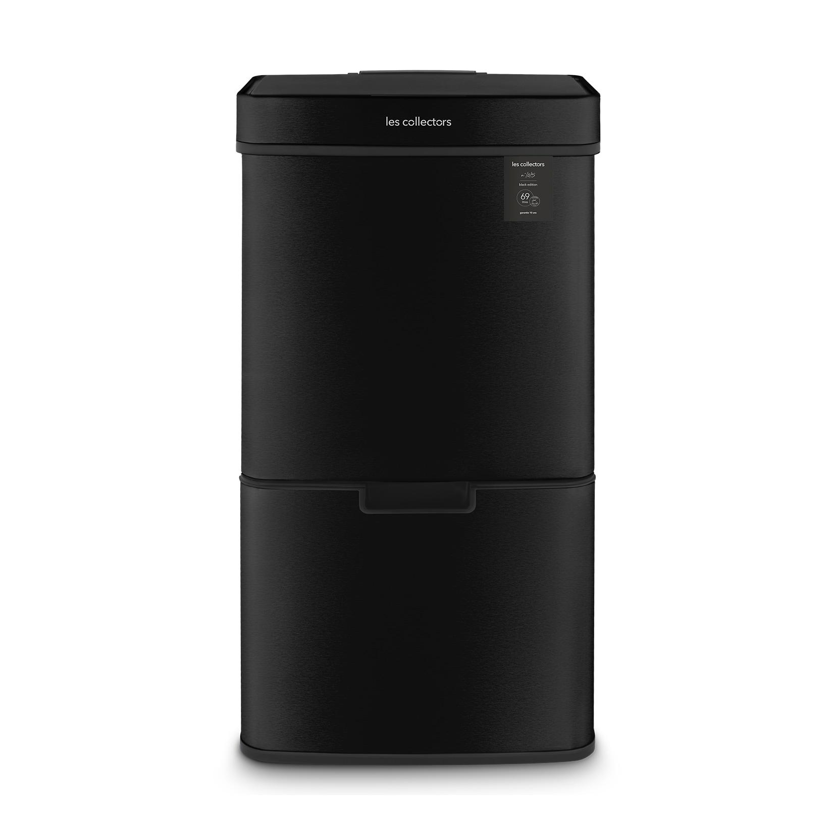Les Collectors Schwarz Sensorbehälter N°1015, Fassungsvermögen 69L, 3 Fächer (47+11+11L), Automatisch öffnender Deckel, Infrarot-Detektionssystem