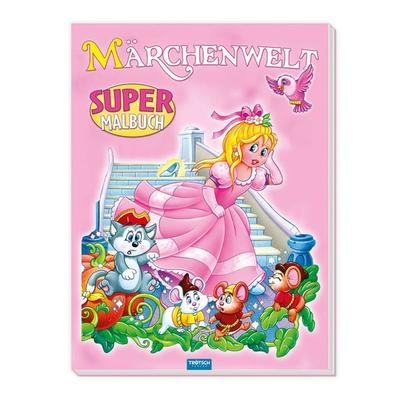 TRÖTSCH - Supermalbuch Märchenwelt | Zauberhaftes Malbuch mit 48 farbigen Malvorlagen beliebter Märchenfiguren. Ausmalbuch für Buntstifte,