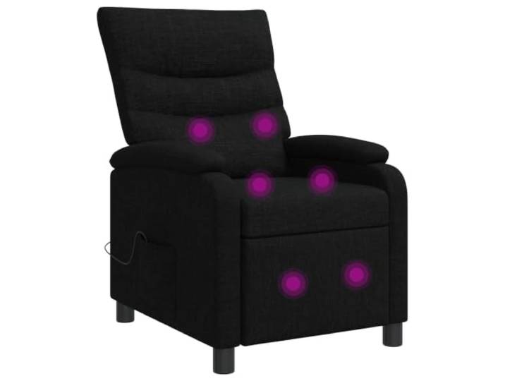 Massage Relaxsessel Schwarz Stoff Verstellbar 115°-160° Polyesterbezug, Metall- und Holzrahmen, Schaumfüllung, Wohnzimmer, Arbeitszimmer, Lesen