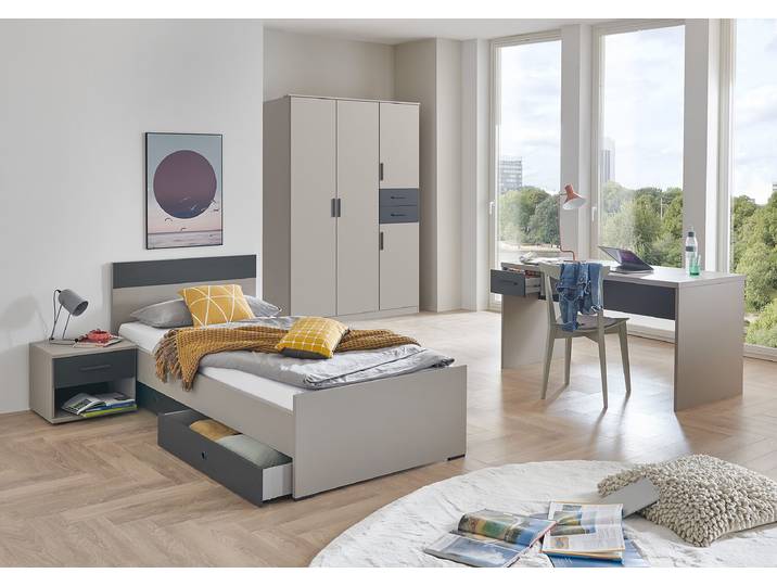 Kleiderschrank Bahamas 153cm Schwarz/Grau/Beige/Graphit