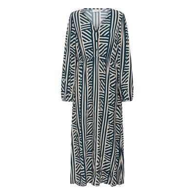 Midikleid KAFFE "Kleid KAestelle", Damen, Gr. 34, N-Gr, beige (sand dollar graphic stripe), Obermaterial: 100% Viskose CV., Kleider Midikleid