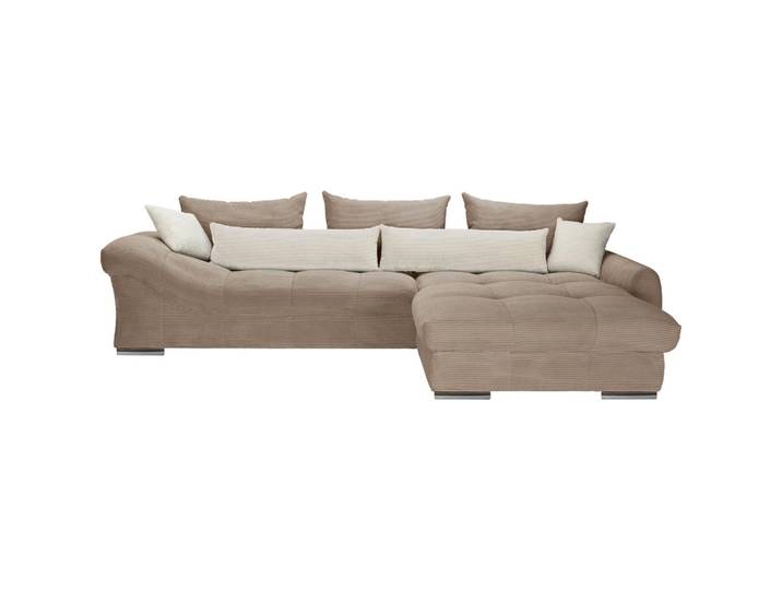 Carryhome Ecksofa, Natur, Taupe, Metall, 3-Sitzer, Füllung: Schaumstoffflocken,Schaumstoffflocken,Schaumstoffflocken, Ottomane rechts, L-Form, 335x225 cm, seitenverkehrt erhältlich, haustierfreundlicher Bezug, Wohnzimmer, Sofas & Couches, Wohnlandschaften, Ecksofas