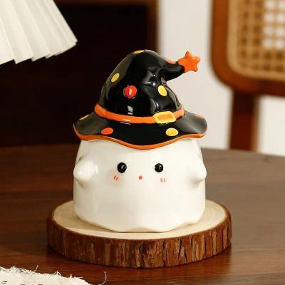 Uplift Essentials Creative Ghost Ceramic Mug With Matching Lid black