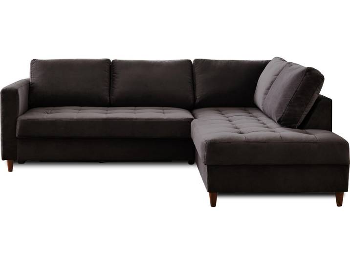 Lisa Design Anna - canapé d'angle droit - 5 places - convertible - en velours \, Gris foncé