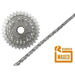 VERSCHLEISS SET 12-fach SRAM RED XG-1290 Kassette + R2BIKE pre-waxed S