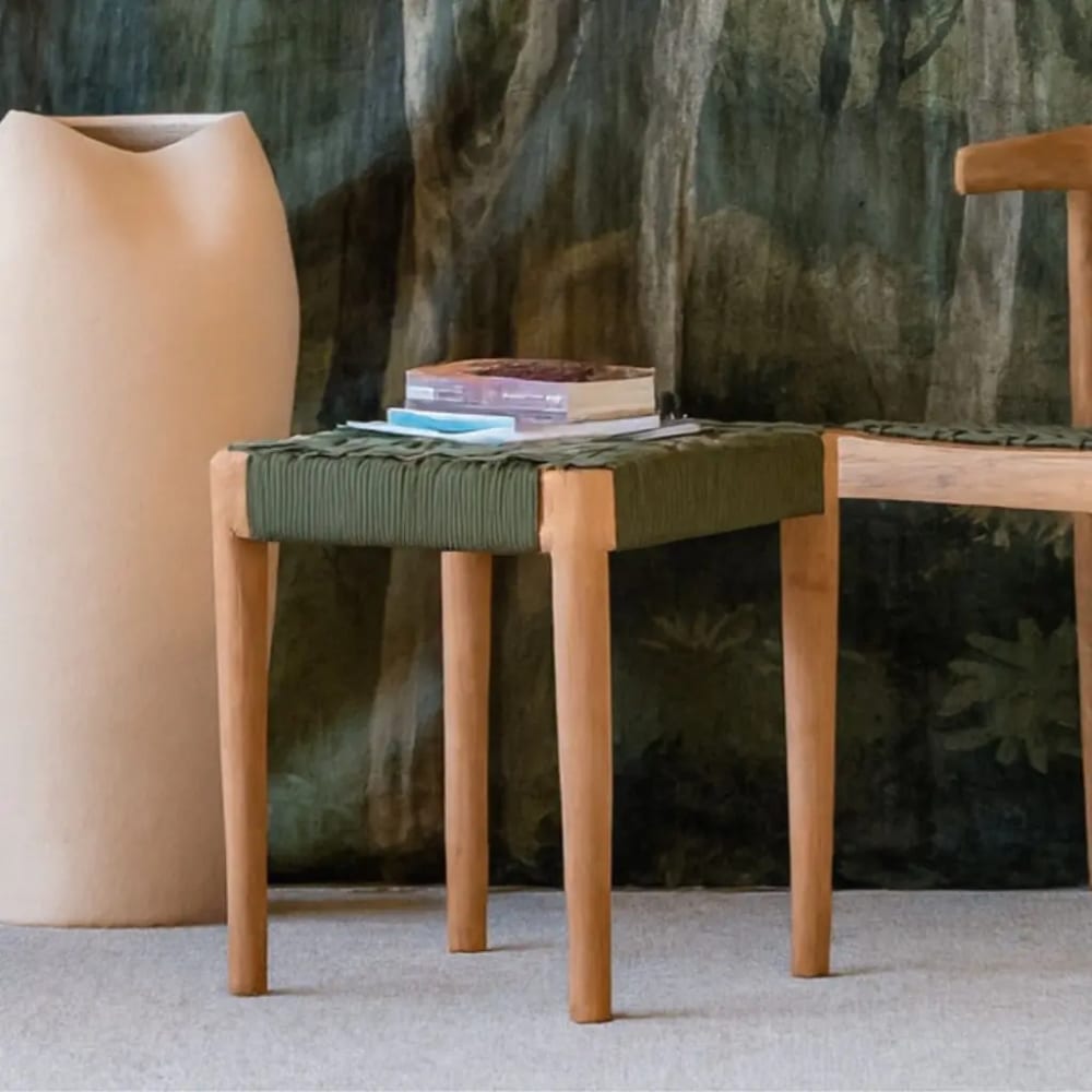 HYDILE Tabouret vert en corde synthétique Vert 41x45x41cm