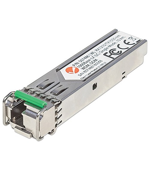 Manhattan Gigabit SFP Tranceiver LWL Intellinet 1000Base Mini Gbic Kabel Netzwerk Single- bzw. Monomode-Faser Glasfaser (507486)