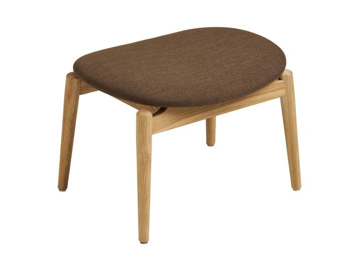 Hocker Olvera, Braun, Holz, Eiche, massiv, Uni, oval, 43x53.5x38 cm, Wohnzimmer, Hocker, Sitzhocker