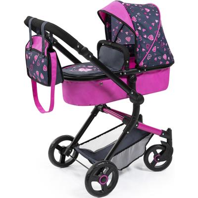 Kombi-Puppenwagen BAYER "Puppenwagen Vario", pink, Puppenwagen, KinderB:42cm H:86cm T:79cm, Kunststoff, Metall, Stoff, inkl. Wickeltasche, B:42cm H:86cm T:79cm