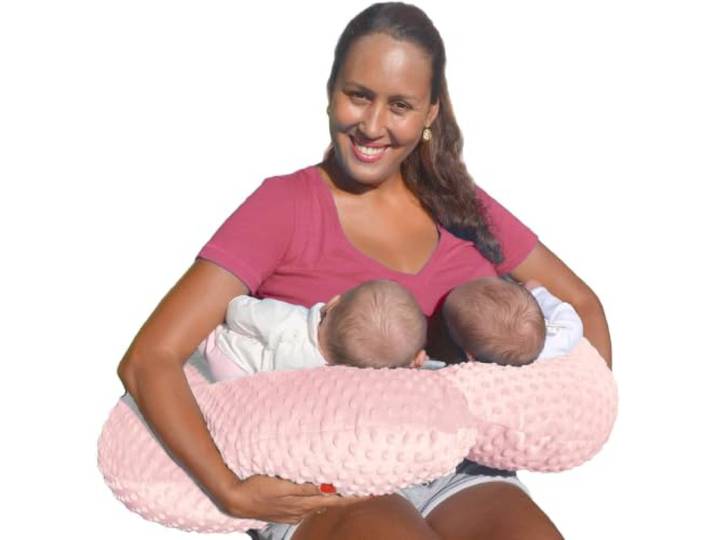 Traumreiter Zwillingskissen Stillkissen Rosa für Zwillinge I Stillkissen Zwillinge Zwillingsstillkissen TwinKi I Baby Ausstattung Stillen Kissen Twin Pillow, Mit Lumbar Support und Anschnallgurt