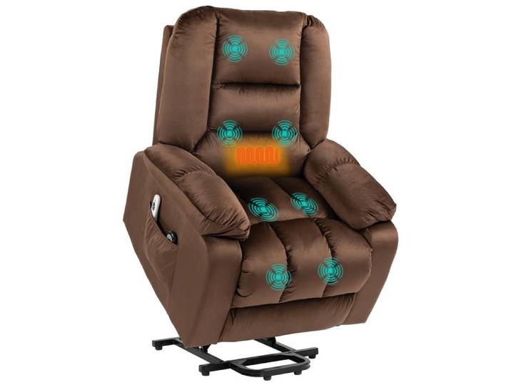 Fauteuil Relax Alzapersona Électrique Reclinable Massant et Chauffant Velours Marron