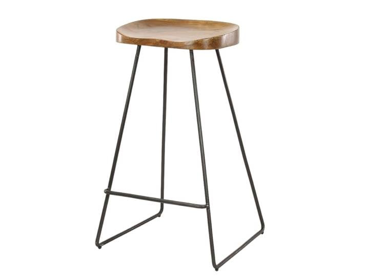 Tabouret de bar avec assise ergonomique en acacia massif