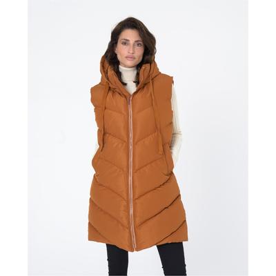 Steppweste FRESHLIONS "Elisa", Damen, Gr. S, braun, 100% Polyester, lang, Westen Steppweste, mit langem Schnitt