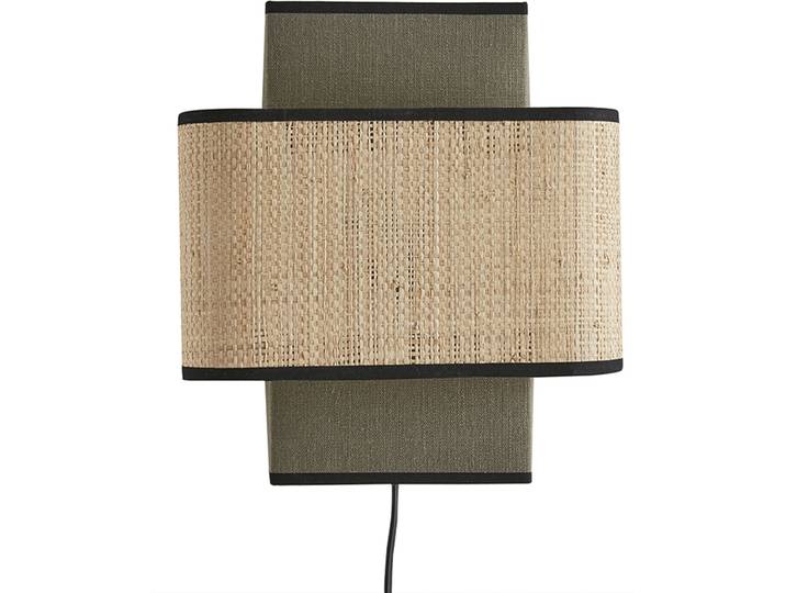 Applique murale en lin vert kaki et rabane naturelle H28 cm TERA
