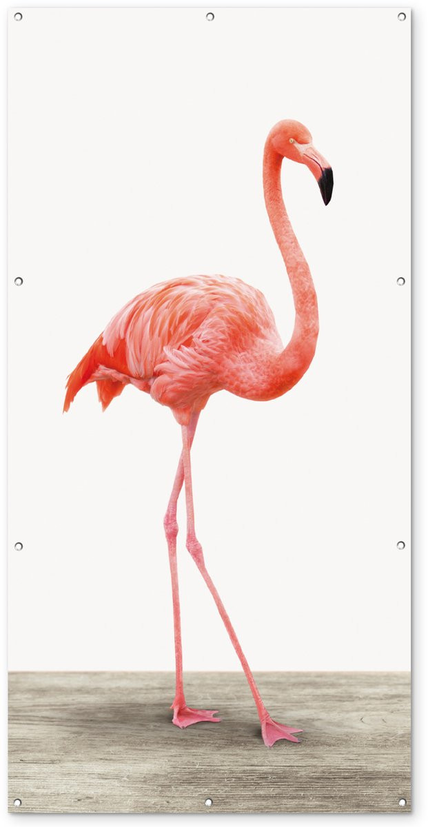 Tuindecoratie Flamingo Tuinposter - Roze - 100 x 200 cm