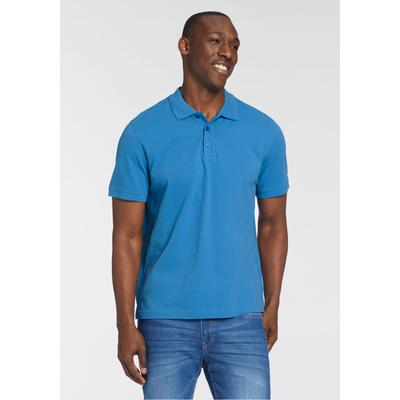 Poloshirt MAN'S WORLD, Herren, Gr. 72/74 (5XL), blau, Piqué, Obermaterial: 100% Baumwolle, unifarben, Basic, regular fit, Rundhals, Flachstrickbündchen, Shirts, Kurzarm, lockere Passform, unifarben