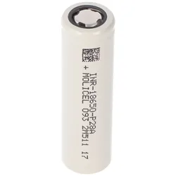 Molicel INR18650-P28A 2800mAh 35A Li-Ionen-Akku, 3,6V - 3,7V ungeschützt, flat top, Abmessungen 65x18,45mm