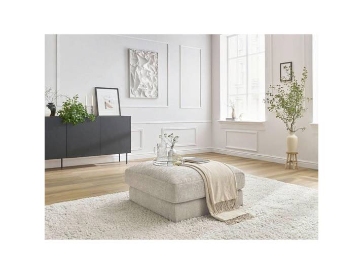 Hocker Leonard, Beige, Kunststoff, quadratisch, 86x43x86 cm, Wohnzimmer, Hocker, Sitzhocker