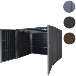 WPC-Fahrradgarage HWC-J29, Geräteschuppen Fahrradbox, Metall Holzoptik abschließbar ~ 4 Räder 172x213x160cm grau