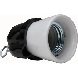 Kopp 705100112 Keramik-Fassung, E27, mit Aufhängehalterung, Farbe: beige/schwarz  - 10 Stück