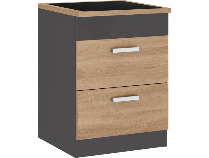 Kochfeldumbauschrank KOCHSTATION KS-Gera , grau (eiche, anthrazit), B:60cm H:85cm T:60cm, Holzwerkstoff, Schränke, Kochfeldumbauschrank, Breite 60 cm