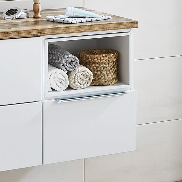 Puris Aspekt Unterschrank 30 cm mit 1 Einschubregal oben, in schwarz, Griff 339