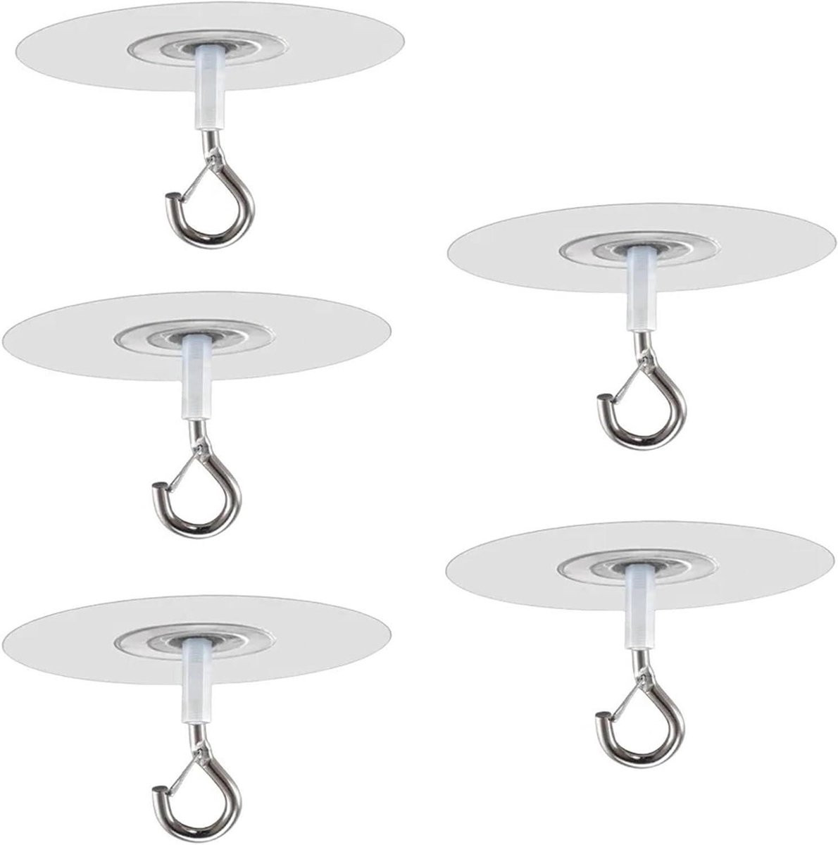 Set van 5 zelfklevende transparante decoratiehaken zonder boren