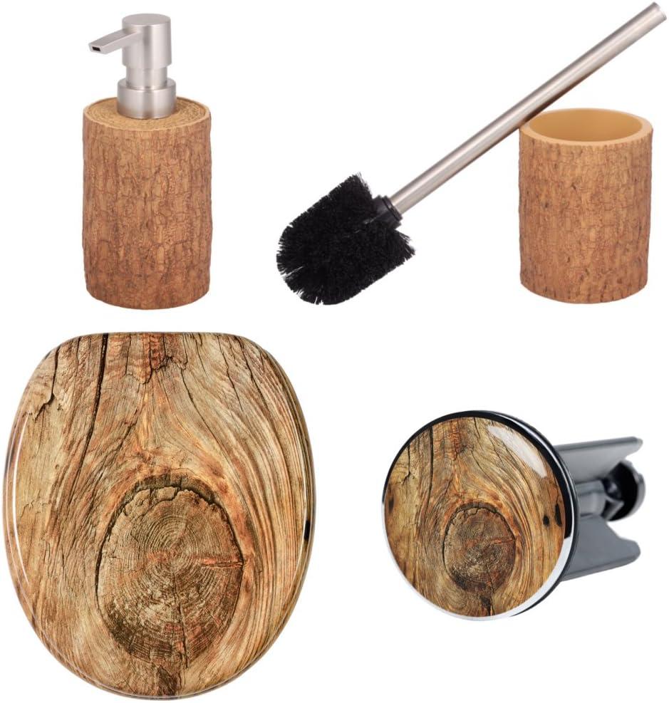 Sanilo Badezimmerset im rustikalen Stil | Elegantes Design in Holzoptik | Attraktiver Blickfang für das Badezimmer mit WC-Sitz und Absenkautomatik
