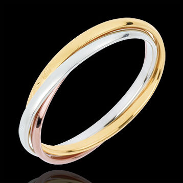 Edenly Trauring Saturn Rotation - Kleines Modell - Dreierlei Gold, 3 Ringe