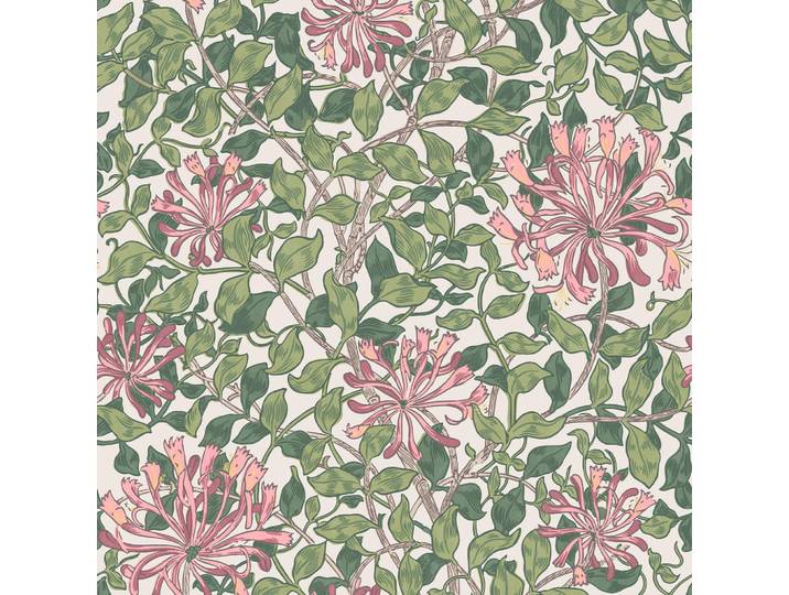 William Morris at Home Vliestapete Geißblatt 1000x52cm, Rosa, Grün, Papier, Kunststoff, Floral, Baum/Pflanze/Natur, Rechteckig, 52x1000 cm, Tapeten & Wandverkleidungen, Vliestapeten