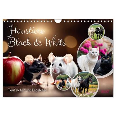 Haustiere - Black and White (Wandkalender 2027 DIN A4 quer), CALVENDO Monatskalender