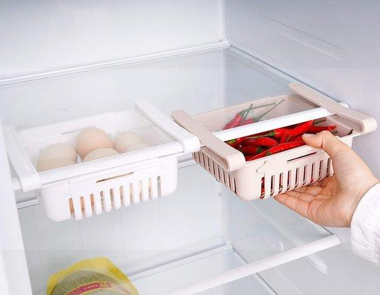 Unyqoos Verstelbare koelkastorganizer met uitschuifbare lade, 2 stuks, breedte: 20,5–28,5 cm