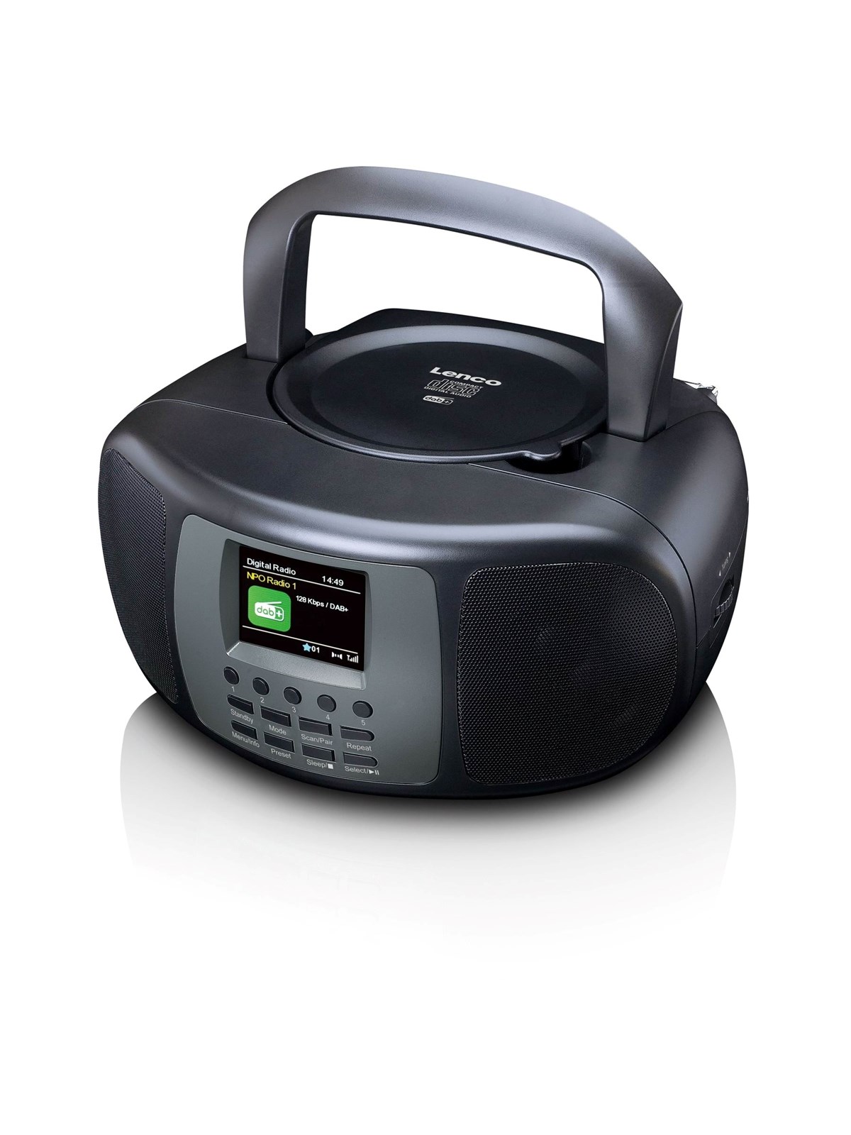 Lenco SCD-860BK - Portable DAB+/FM Radio with Bluetooth CD Player and large LCD colour display - Black - DAB/DAB+/FM - Stereo