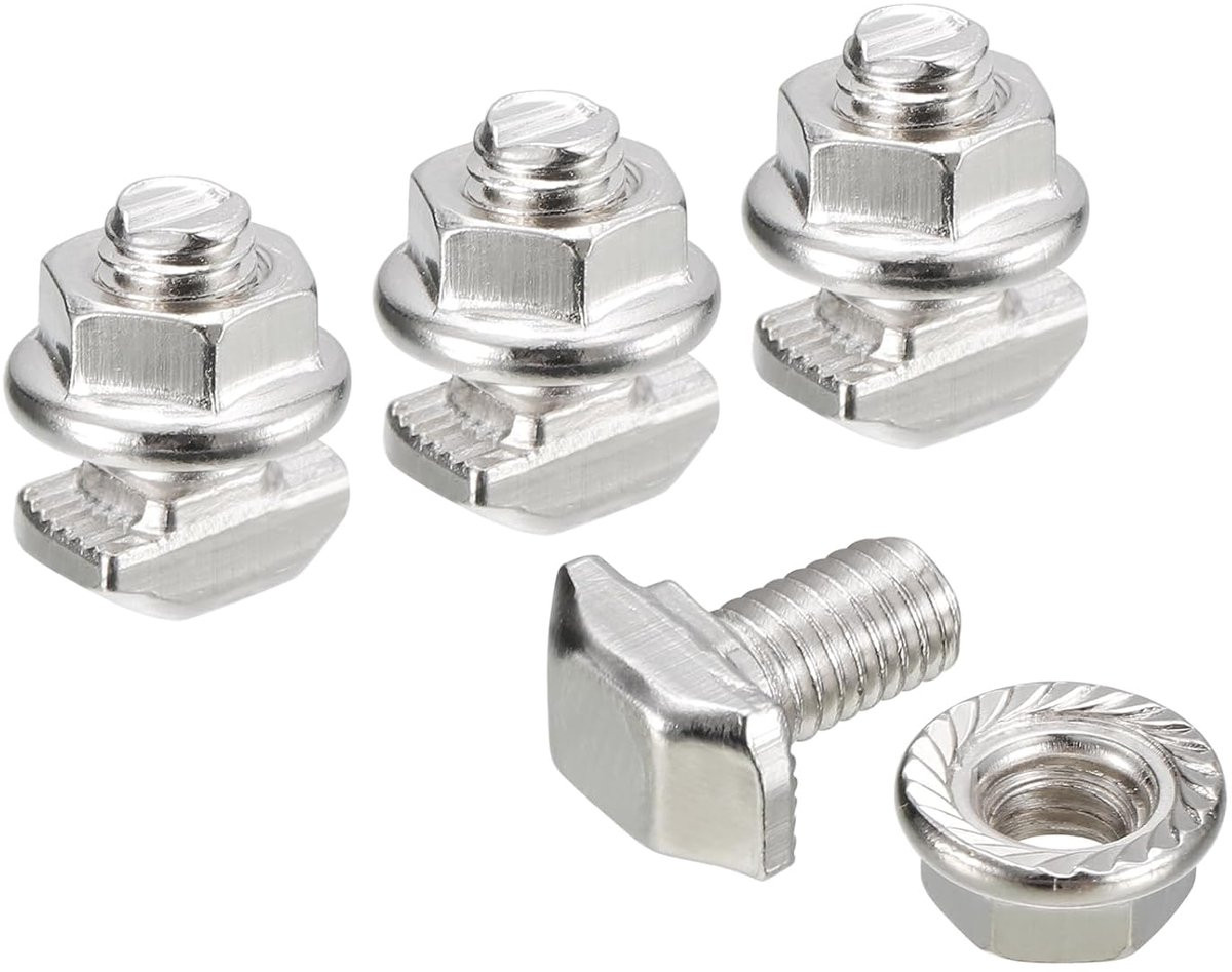 20 sets glijbouten met T-vormige pen en M5 x 10 mm T-schroeven inclusief M5 zeskantmoeren voor 20 serie aluminium profielen