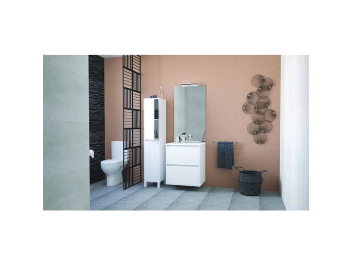 ONDEE ZEN Meuble de Salle de Bain BELIS - A suspendre - Miroir Affleurant - 60cm - Blanc