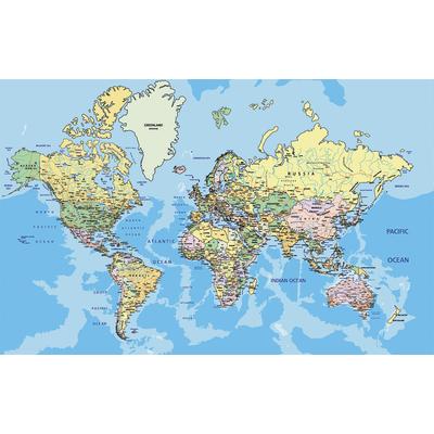 Fototapete PAPERMOON "World Map", bunt, B:4m L:2,6m, Vlies, Tapeten
