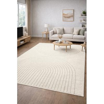 Teppich MERINOS "Eclipse", beige (creme), B:80cm H:14mm L:150cm, Polypropylen, Teppiche, Teppich, moderner Wohnzimmer Teppich, geometrisches Design
