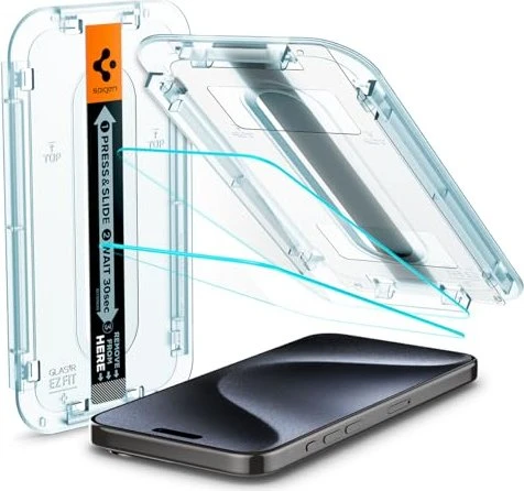 Spigen Glass tR EZ Fit 2 Pack Transparency iPhone 15 Pro, 2 Stk