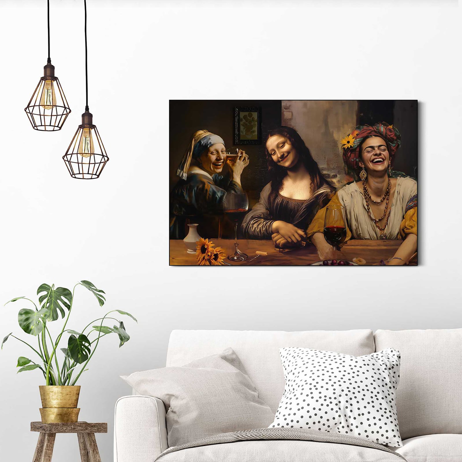 home24 Kunstprint Girls Night Out MDF bruin/multicolour B: 60 cm, H: 90 cm, D: 3 cm