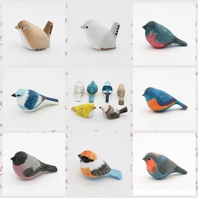 Uplift Picks Hand Carved Wooden Bird Figurine Mini Rustic Home Decor 12