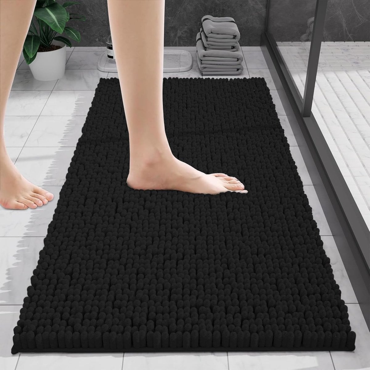 Zachte chenille badmat met antislip en ultra-absorberend vermogen
