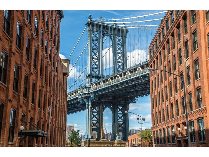 Fototapete PAPERMOON Brooklyn Dumbo Area , bunt, B:5m L:2,8m, Vlies, Tapeten, Fototapete