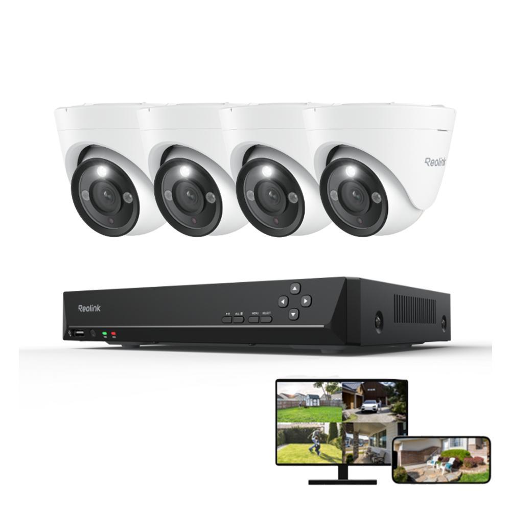 Reolink 12MP PoE Überwachungssystem, 4X 6K 12MP Dome Überwachungskameras & 8CH 2TB PoE NVR, 24/7 Aufzeichnung, Personen-/Fahrzeug-/Haustiererkennung
