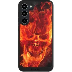 Nivocase Handyhülle für Samsung Galaxy S23+ Hülle NIVOpure Case Schwarz Feuer Schädel Totenkopf (Samsung Galaxy S23+), Smartphone Hülle, Schwarz