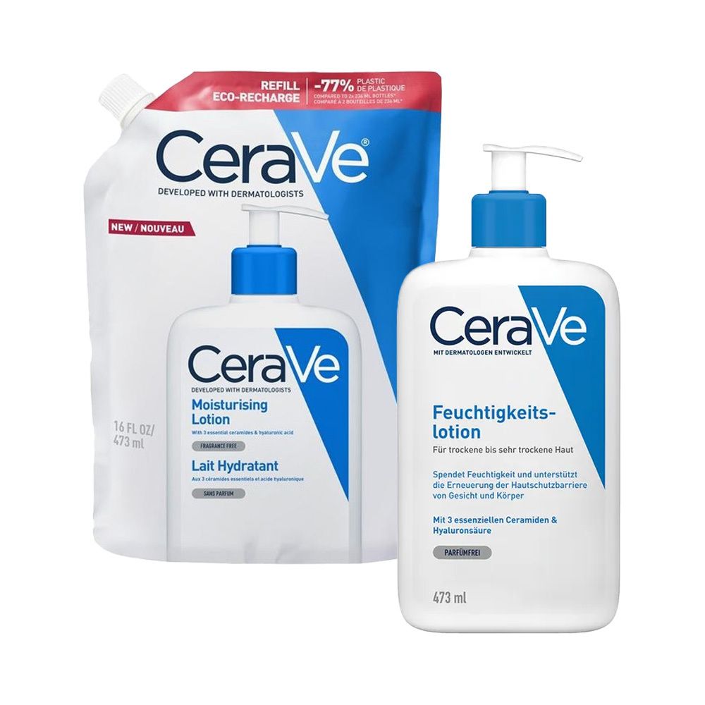 CeraVe Feuchtigkeitslotion: Körperlotion für trockene bis sehr Haut + Feuc 2x473 ml Lotion