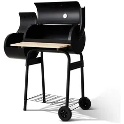 Cookingbox, Smoker Zubehör, Holzkohle-Räucherofen - KOCHBOX - Zwei zylindrische Feuerboxen - Stahl - Holzgriffe