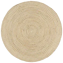 vidaXL Teppich Handgefertigt Jute mit Spiralen-Design Weiß 120 cm