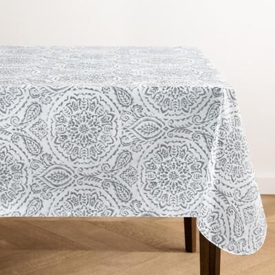 Threadmade Savannah Boho Paisley Printed Vinyl Indoor/Outdoor Tablecloth