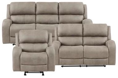 Fremont & Park Mabel Polished Microfiber 3-Piece Manual Reclining Sofa Set
