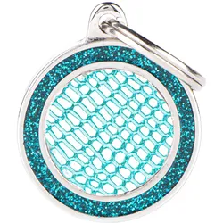 Myfamily Circle Saint Tropez ID-Hundetag türkis, Durchmesser 2.6cm (1 Stk) (Hund), Halsband + Leine